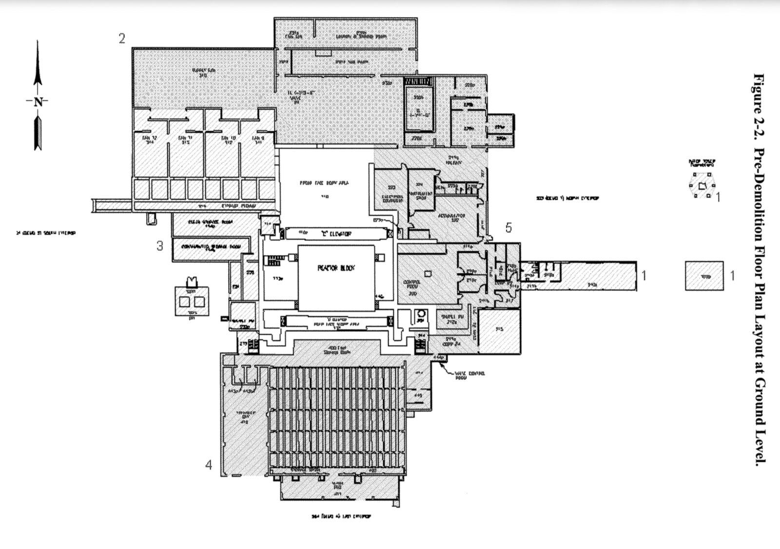 Figure 2-2. Pre-Demolition Floor Plan Layout at Ground Level — Hanford Reactor Building
